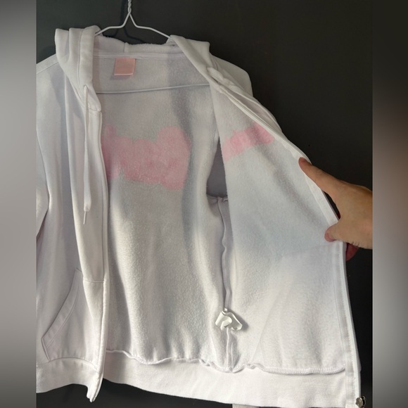 Barbie size small White Hoodie with Pink Barbie Logo, full front zip - Picture 2 of 8